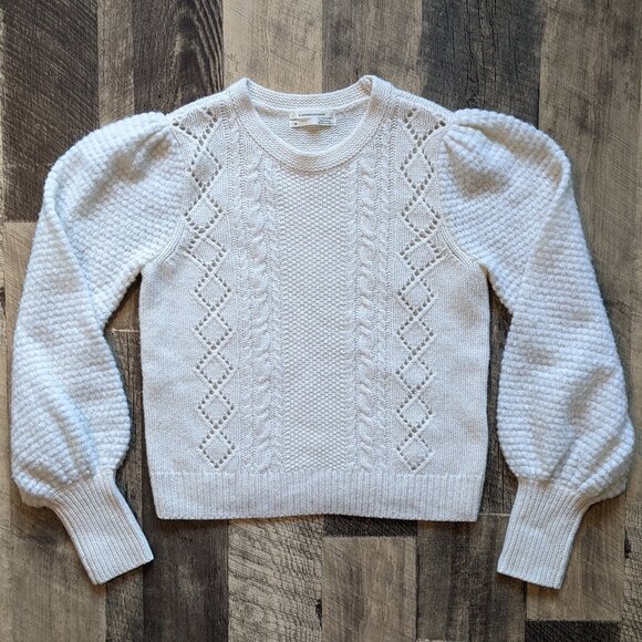 Anthropologie Elizabeth Pointelle Knit Sweater Lightweight Wool - Picture 2 of 7